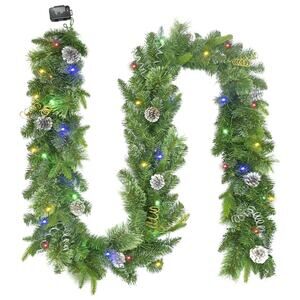 9FT Christmas Garland 50 LED Lights Battery Powered